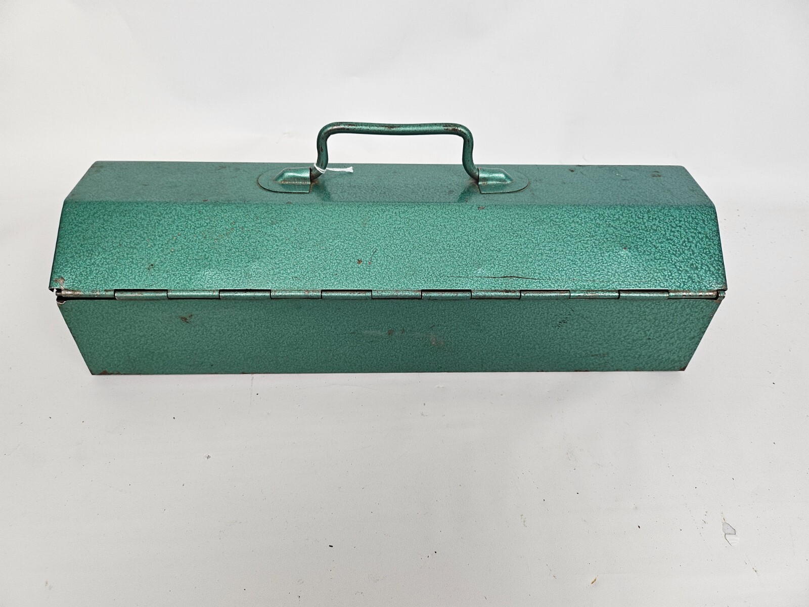 Vintage Tool Box – Green w/ TOOL BOX on lid 16″ long x 6″ deep x 4 1/4″ high