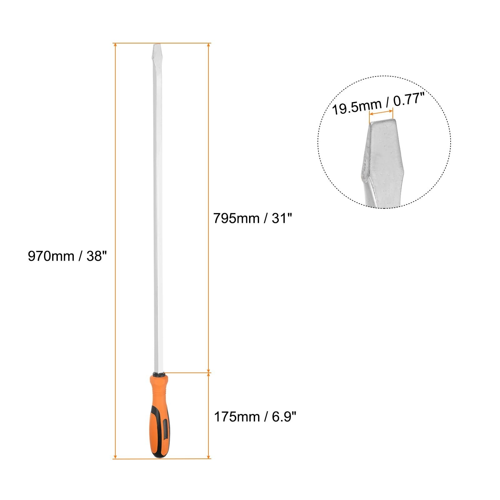 Extra Long Slotted Screwdriver 13″ 38″ Square Shank CR-V Flat Head with Striking