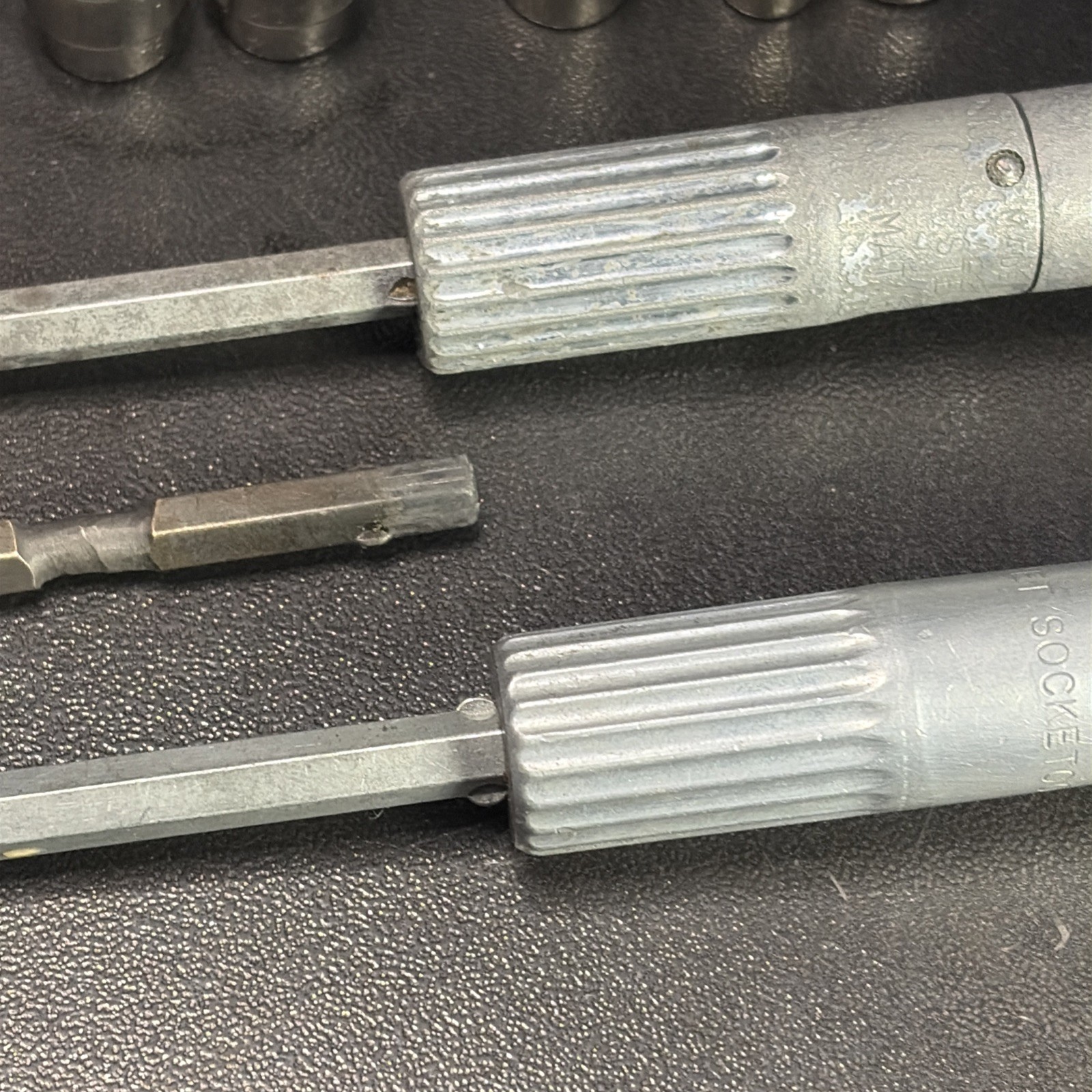Lot Of 30 Vtg Assorted Hex Drive Sockets Wood Handle driver, Indestro, Ratchet