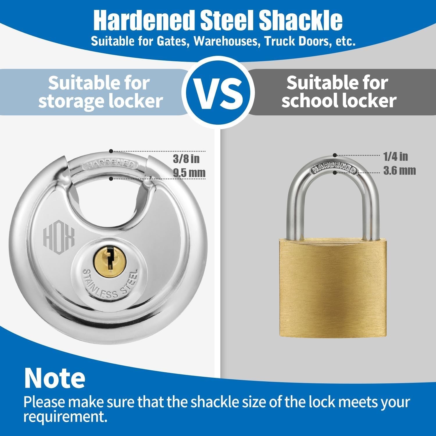 Heavy Duty Stainless Steel Keyed Disc Padlocks 4-Pack, Waterproof 3/8″ Shackle,