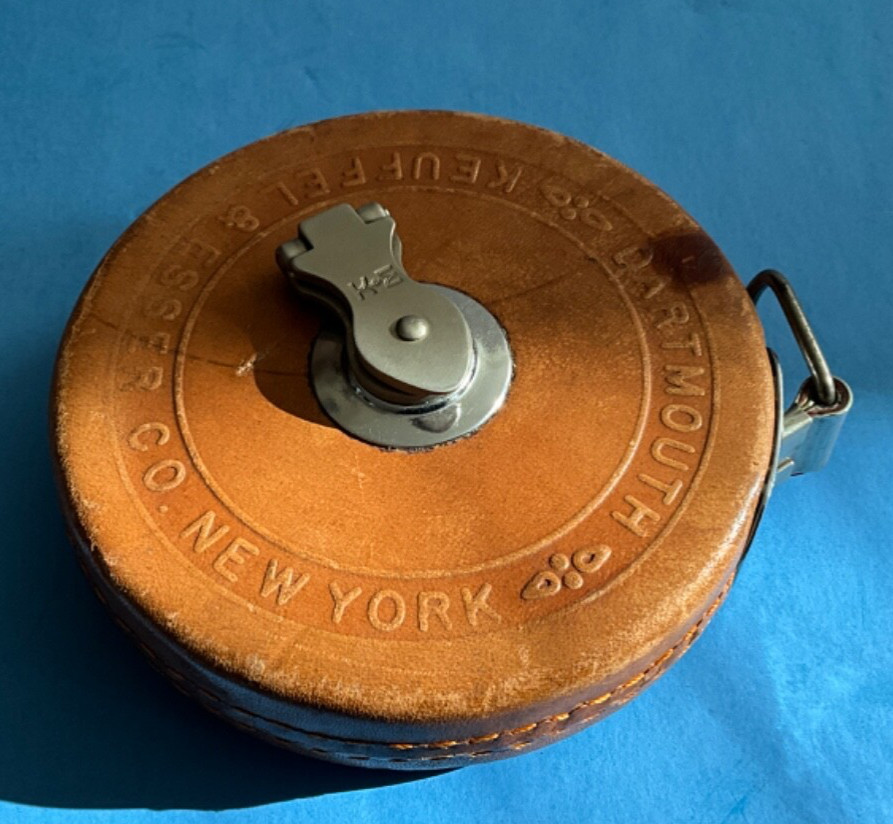 Vintage Keuffel & Esser Co. N.Y. The Popular Tape Measure Leather Case 50 feet