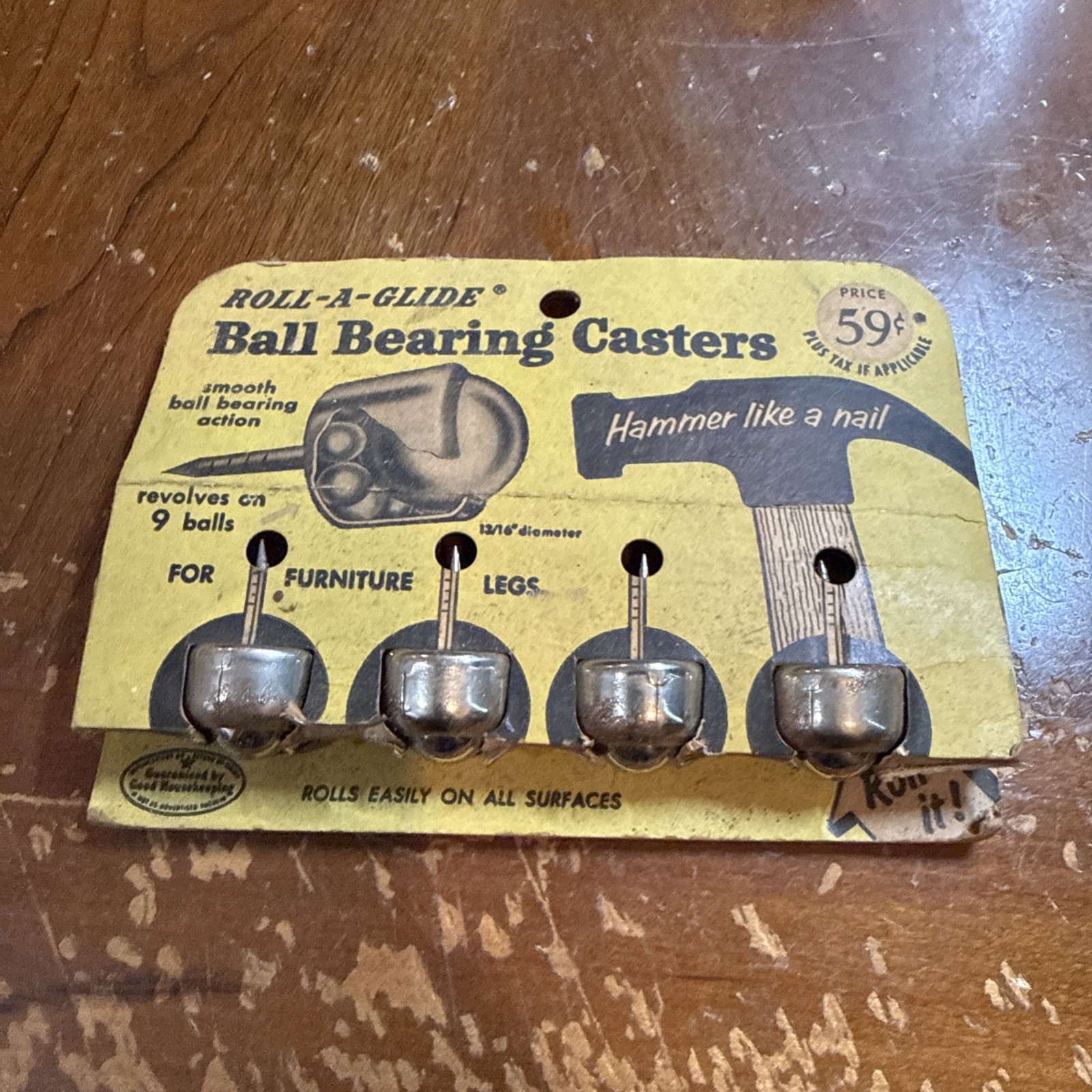 Vintage Lot of Roll-A-Glide Nail On Ball Casters Original Packaging – 4ct