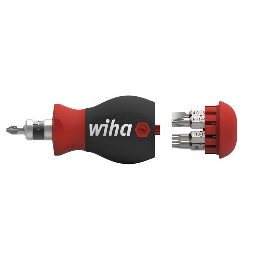 Wiha Magnetic SoftFinish Stubby Screwdriver with Bit Magazine WHA43613