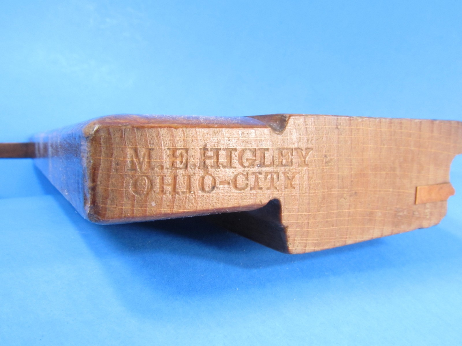rare 4* maker Higley Ohio City 3/8″ boxed side bead wood molding plane Cleveland