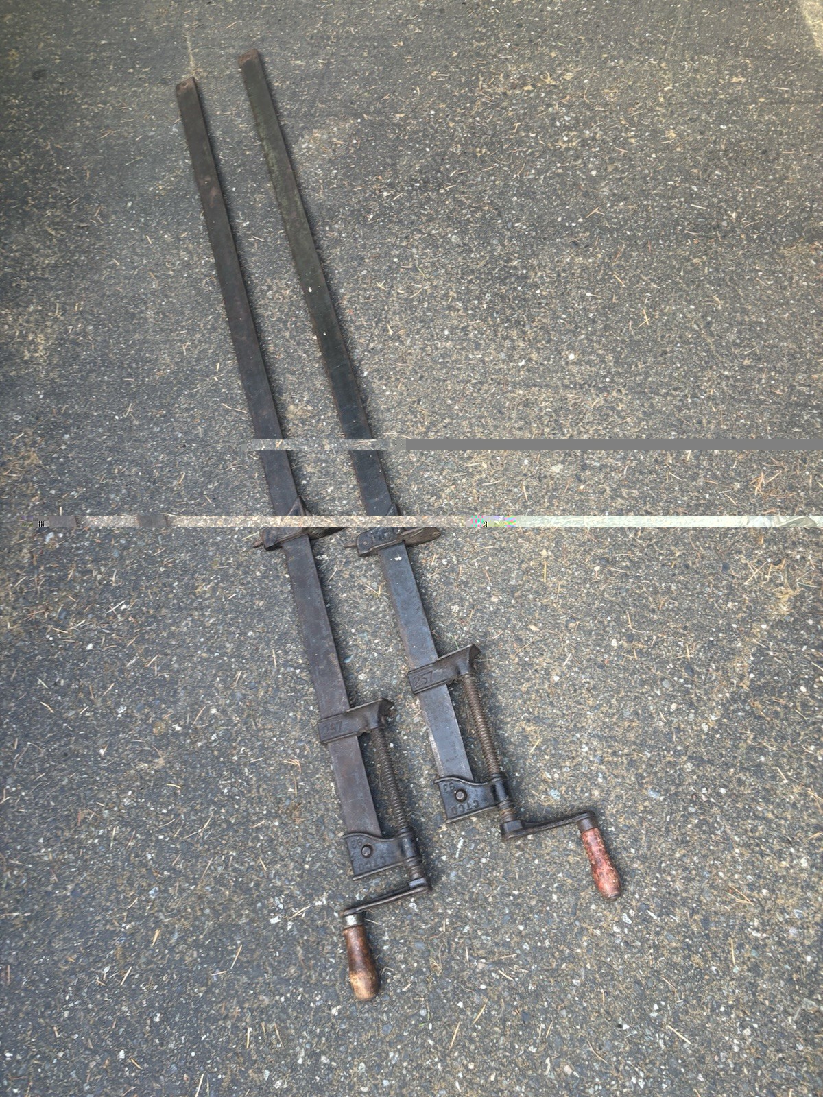 2 Vintage Bar Clamp CT. MFG Co USA 48 Inch Furniture / Woodworking Clamps V Nice