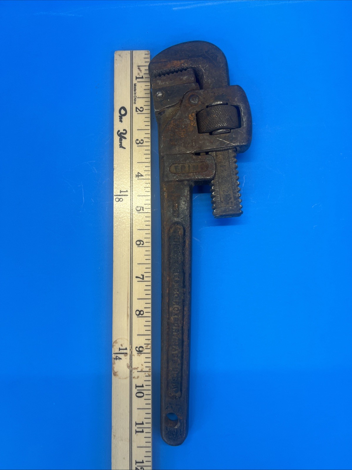 Vintage TRIMONT MFG CO ROXBURY MASS USA 12 Inch Pipe Wrench TRIMO Drop Forged