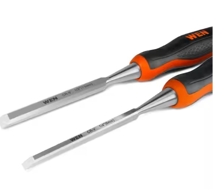 Short Blade Wood Chisel Set with Heat-Treated Carbon Steel Blades, (4-Piece)