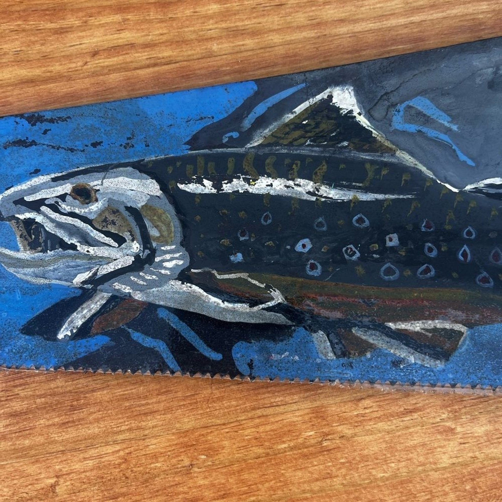 Vintage Henry Disston & Sons Philada Saw Hand Painted Fish Art Decor RARE