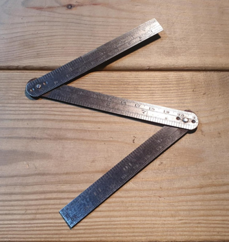 Vintage Chesterman 12″ Folding Steel Measuring Rule No 892 Old Tools Engineering