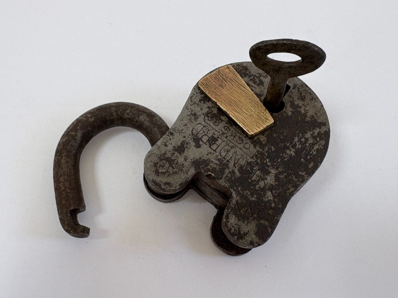 Vintage Standard Locks Co Brass Iron Padlock with Key Rich Patina Collectible