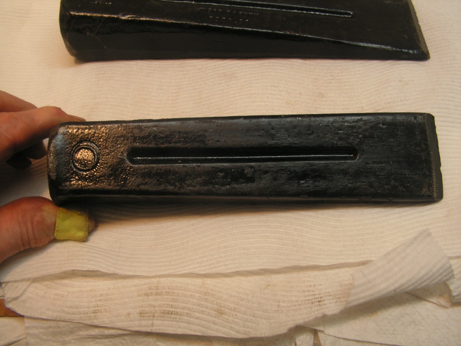 2 X STEEL WOOD SPLITTING WEDGE 5lbs 14oz & 4# 4oz Relief Grooves Vintage Mexico