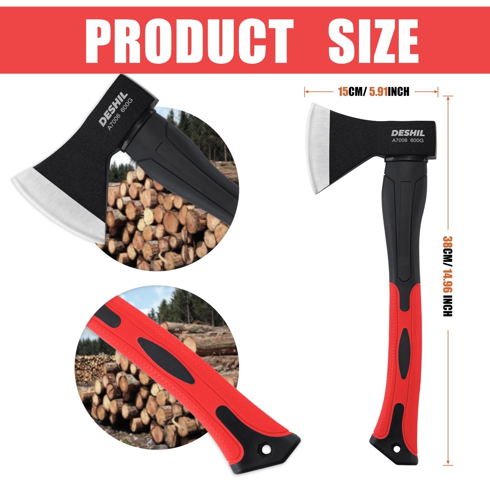 DESHIL 15-Inch Camping Hatchet Axe Outdoor Hatchet with Sheath | 45 carbon st…