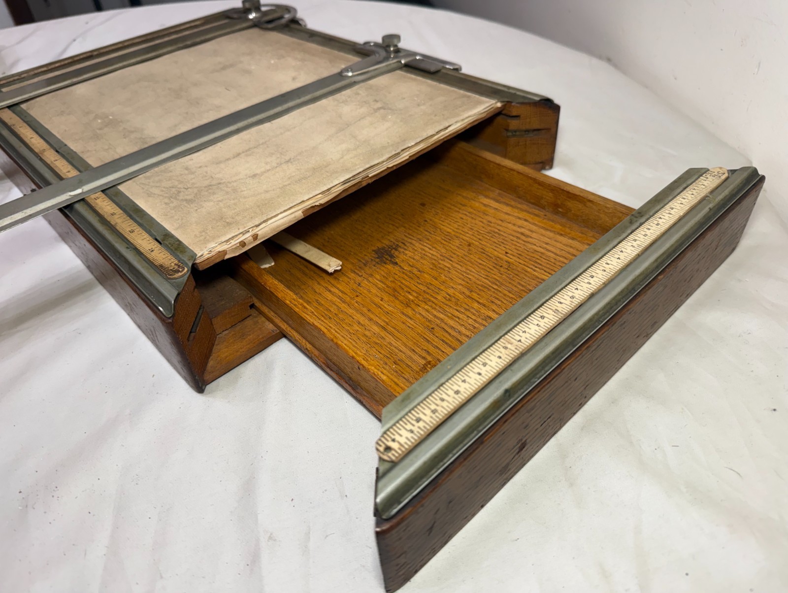 Rare antique 1900 J & G Rich Phila drafting writing table box tool set lap desk