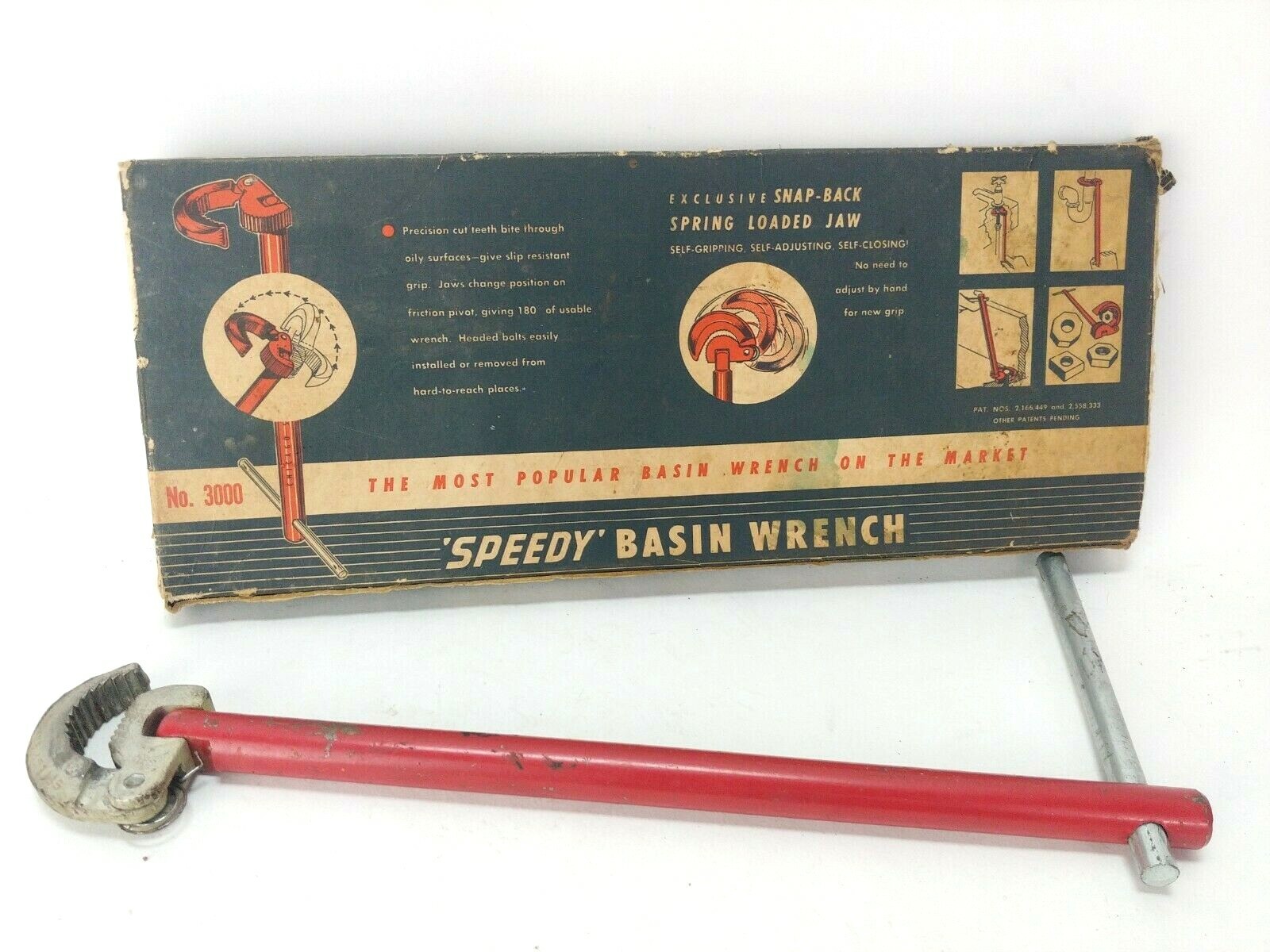 Rare Chicago specialty MFG CO 11″ Speedy basin wrench original box 3000 Vintage