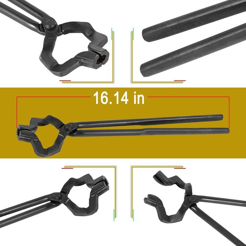 16″ Z V-Bit Tongs & 3.3LB Blacksmith Hammer for Knifemaking Bladesmith Tool Set