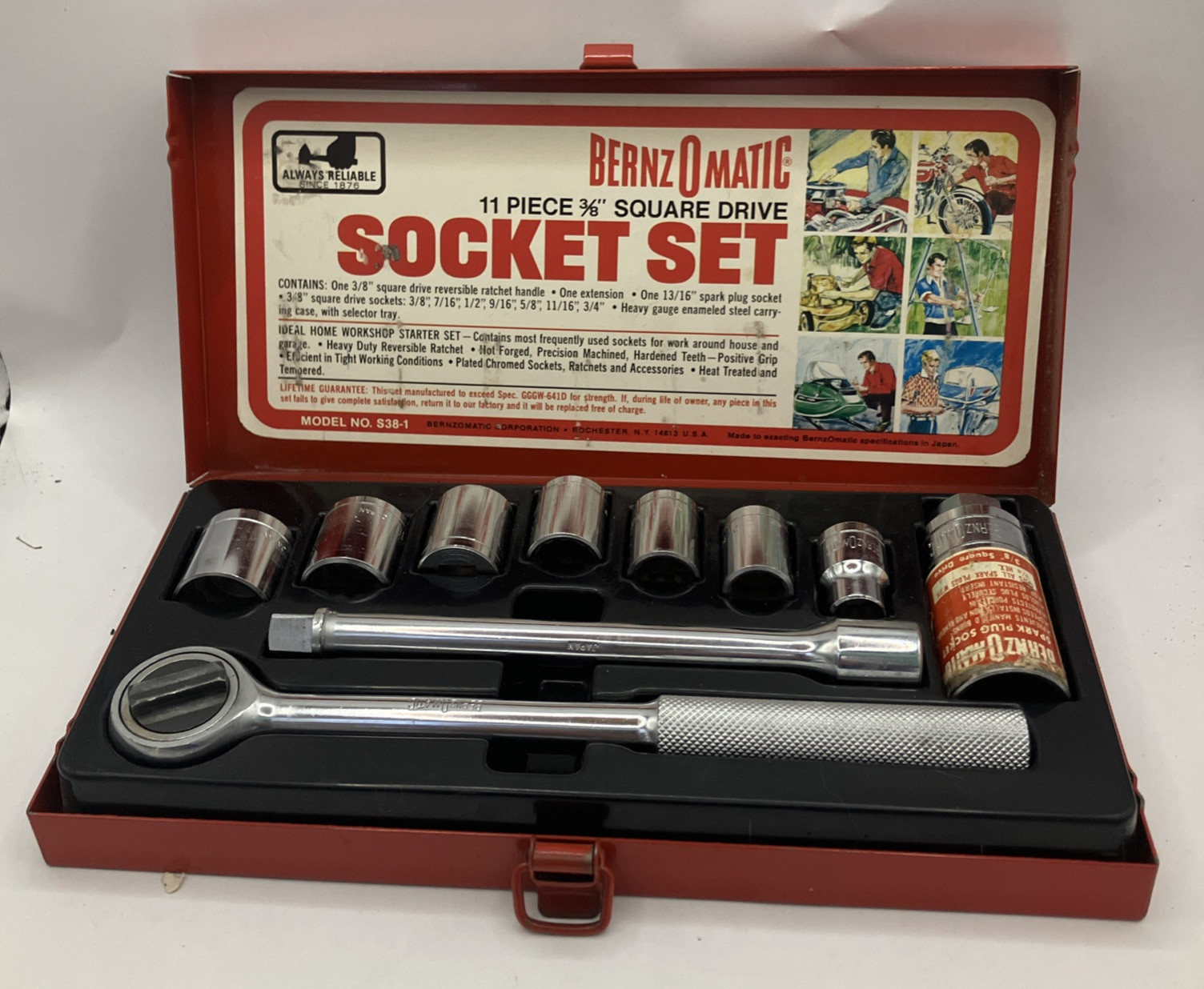 RARE Vintage Bernz O Matic Socket Set 3/8 & 1/4 -21-Piece Socket Set -COMPLETE