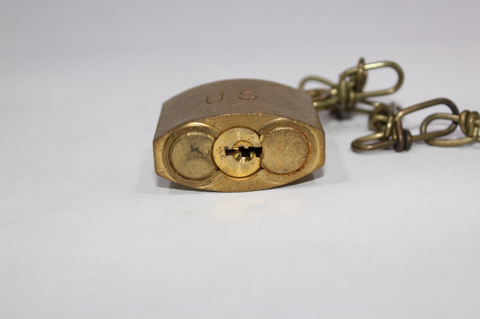 American Lock Company Collectible Brass Chain Padlock With 2 Keys