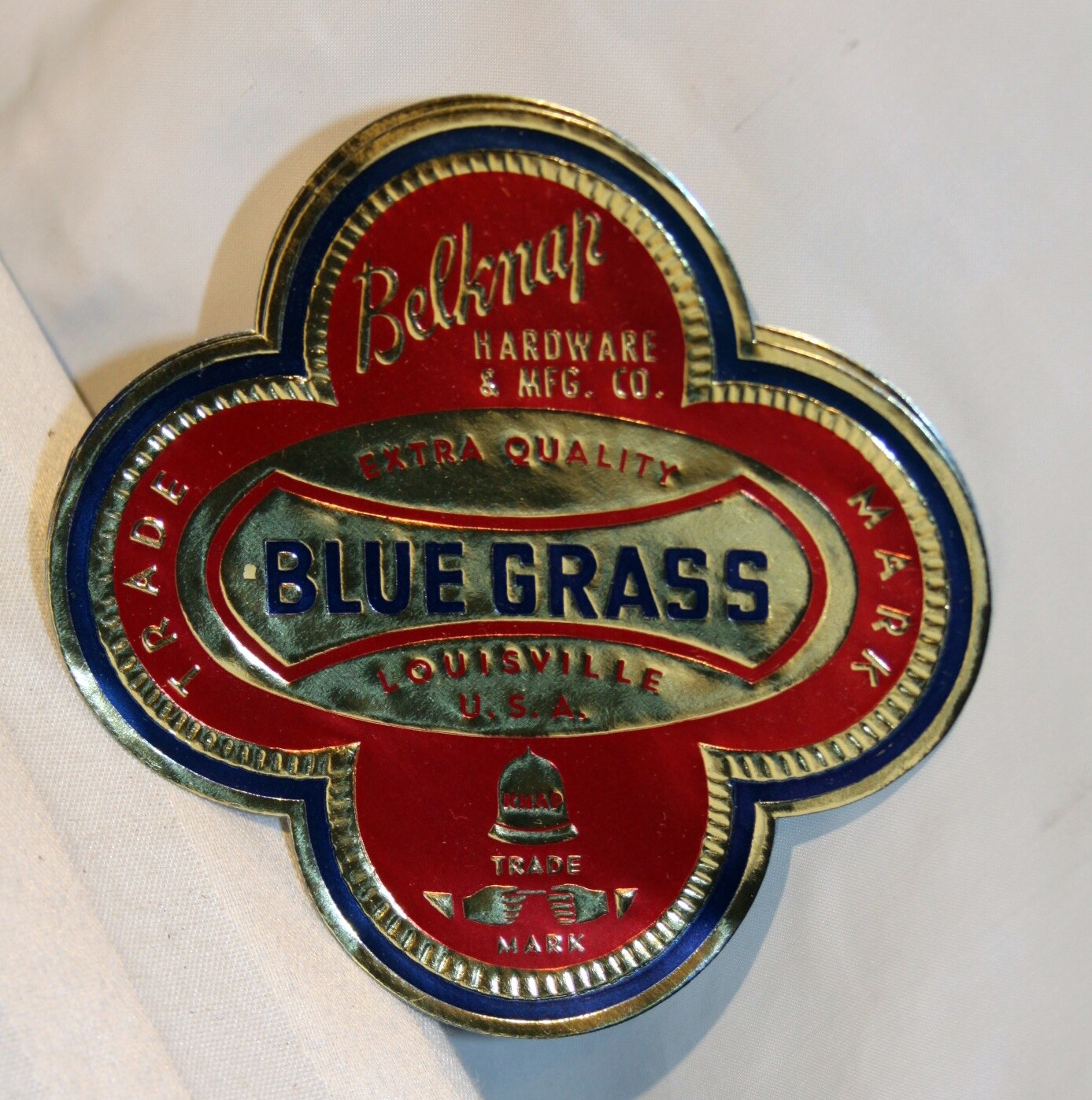 2X Vintage Belknap Blue Grass Tools Paper Label 4 inches