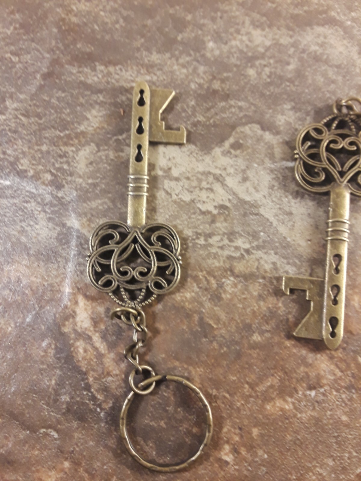 Vintage Brass Skeletons Key Bottle Opener Key Chain Combo! New! (2) Pair