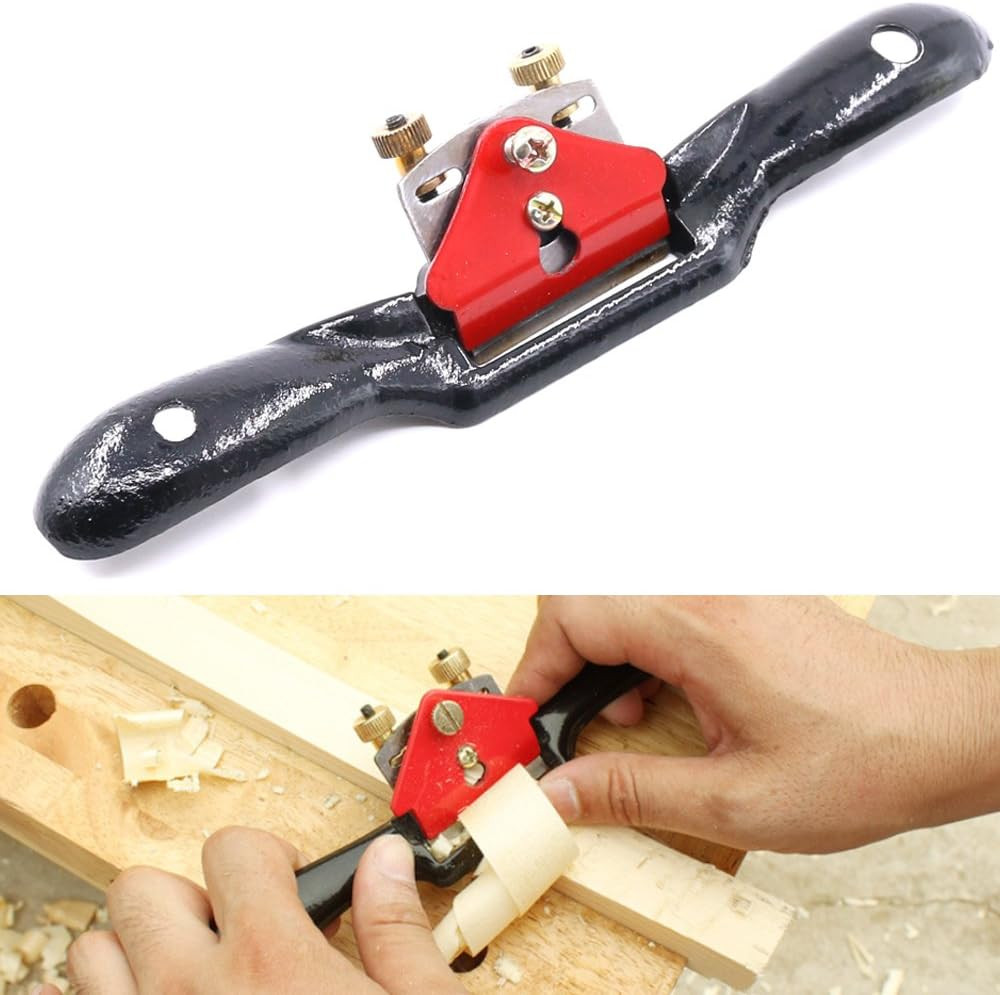 10” Adjustable Spokeshave with Flat Base, Metal Blade Hand Tool Perfect for Woo