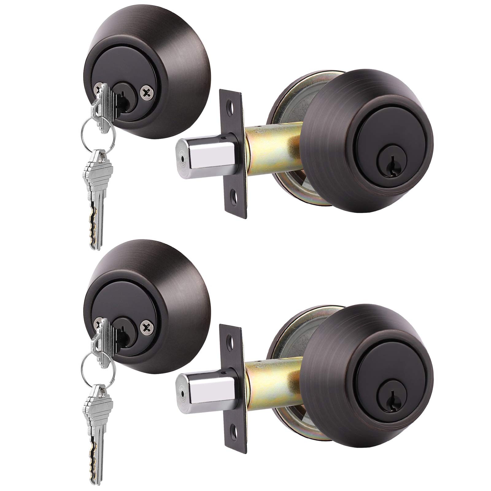 Gobrico 2 Keyed Alike Double Cylinder Deadbolts 2 Pack, Oil Rubbed Bronze
