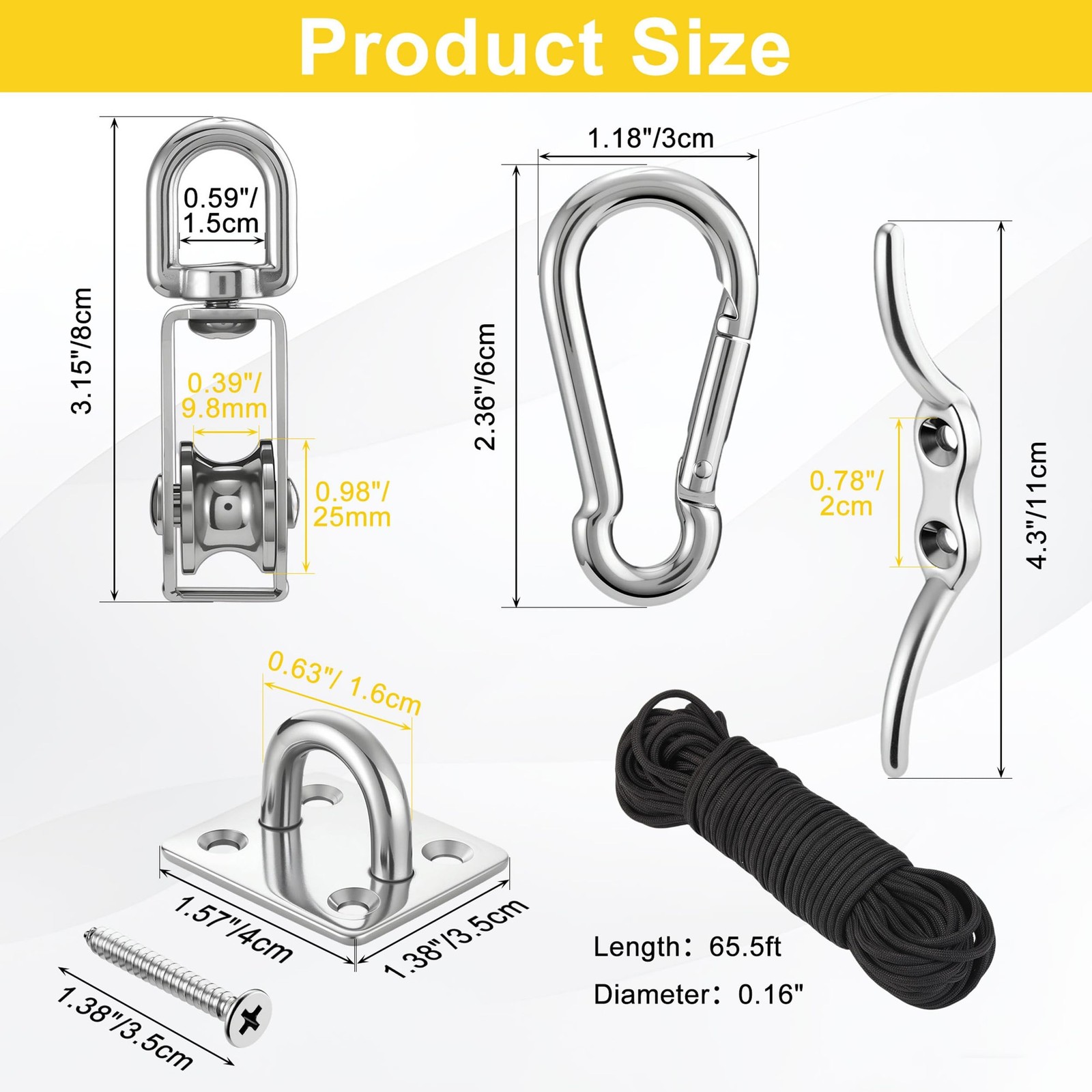 2 Sets M25 Cable Pulley System for Heavy Duty Lifting with 66FT Nylon Rope | …
