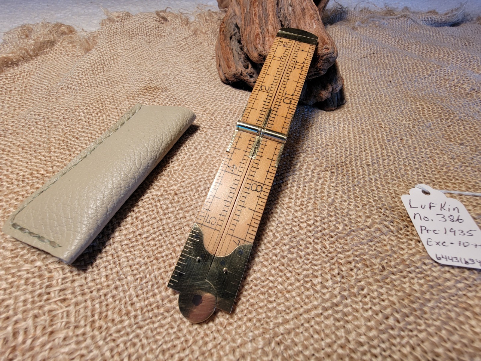 Vintage Antique LUFKIN No. 386 Rule Caliper Pocket Ruler EXC