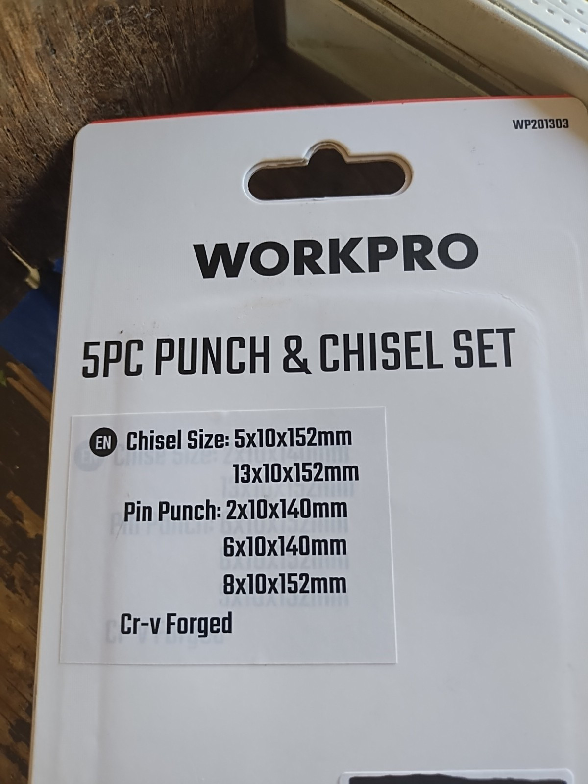 Workpro 5pc cold chisel CRV Steel clear plastic carrying case Limited Lifetime