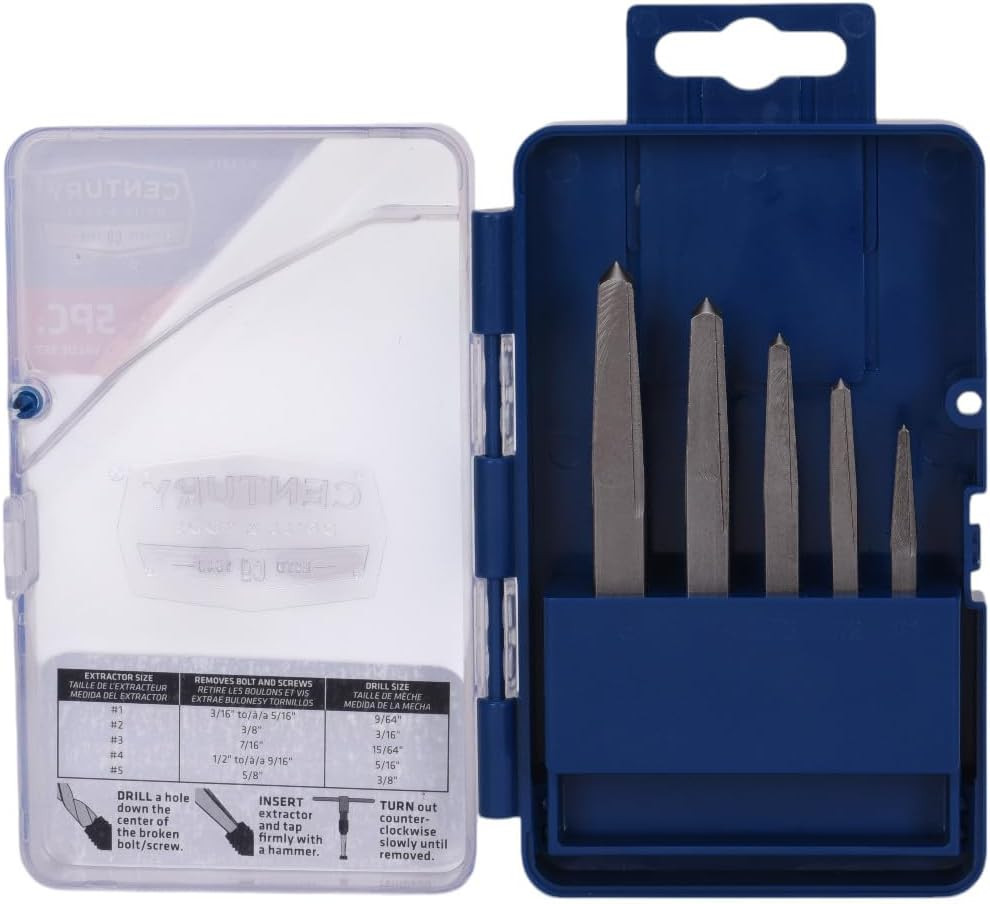 73215 Square Screw Extractor Set, 5 Piece | Set Contains #1 through #5, Will Not