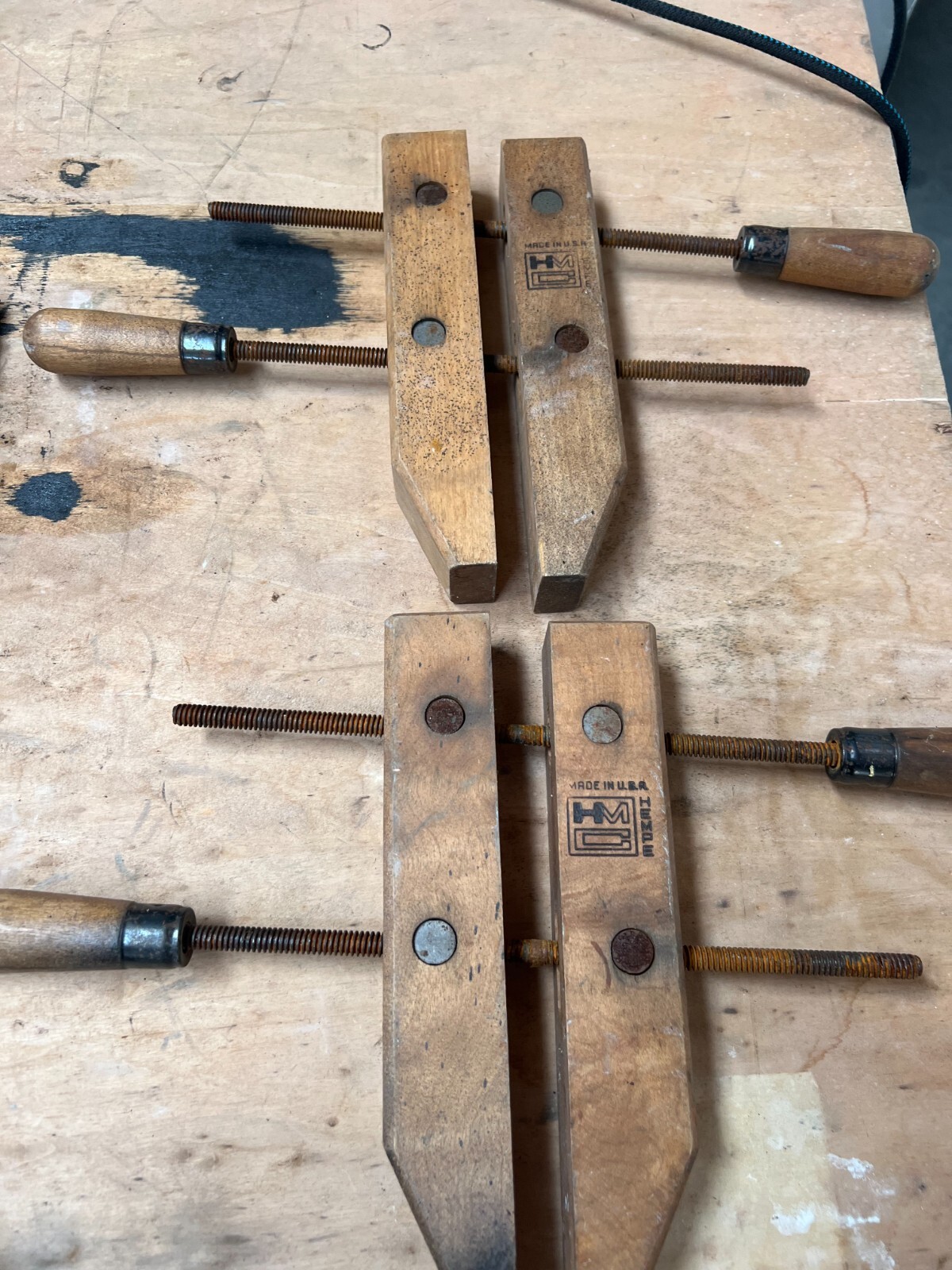 (2) 8” Hempe Wood Wooden HMC Hand Screw Clamp Vise Made USA Woodworking Tool