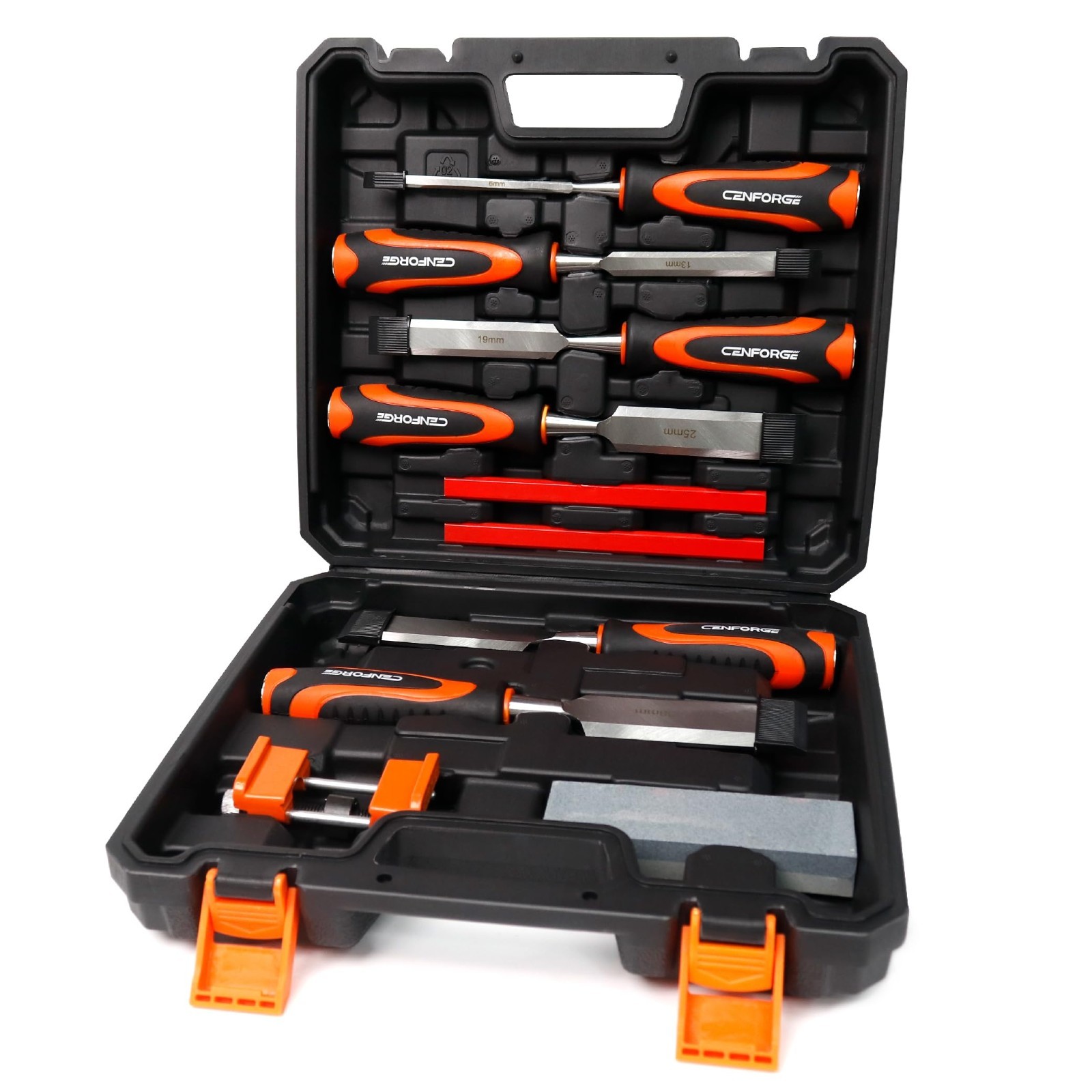 10-Piece Wood Chisel Set – Professional Cr-V Steel Bevel Edge Tools, Honing Guid