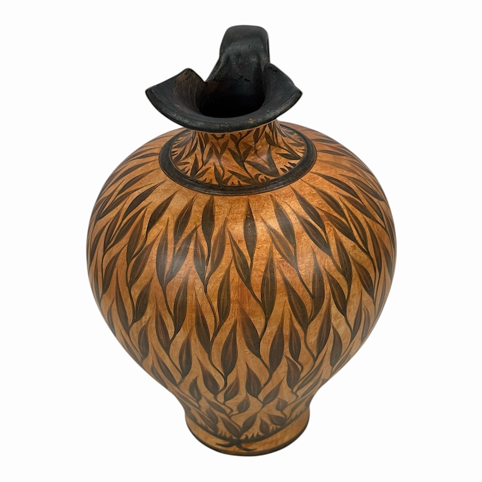 Greek Minoan Jug Handmade Ceramic Pottery Vase Floral Style 6.70 in