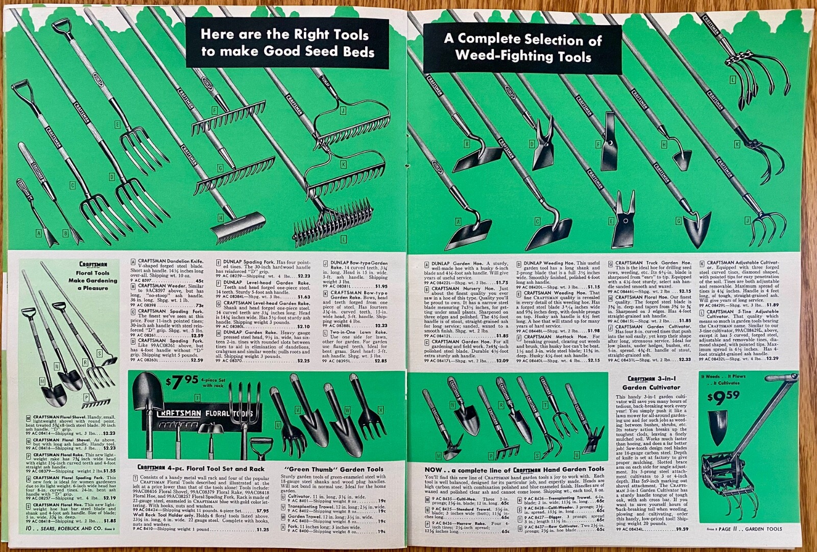 Vintage Sears Craftsman 1953 Lawn and Garden Tools Catalog, 17 pages