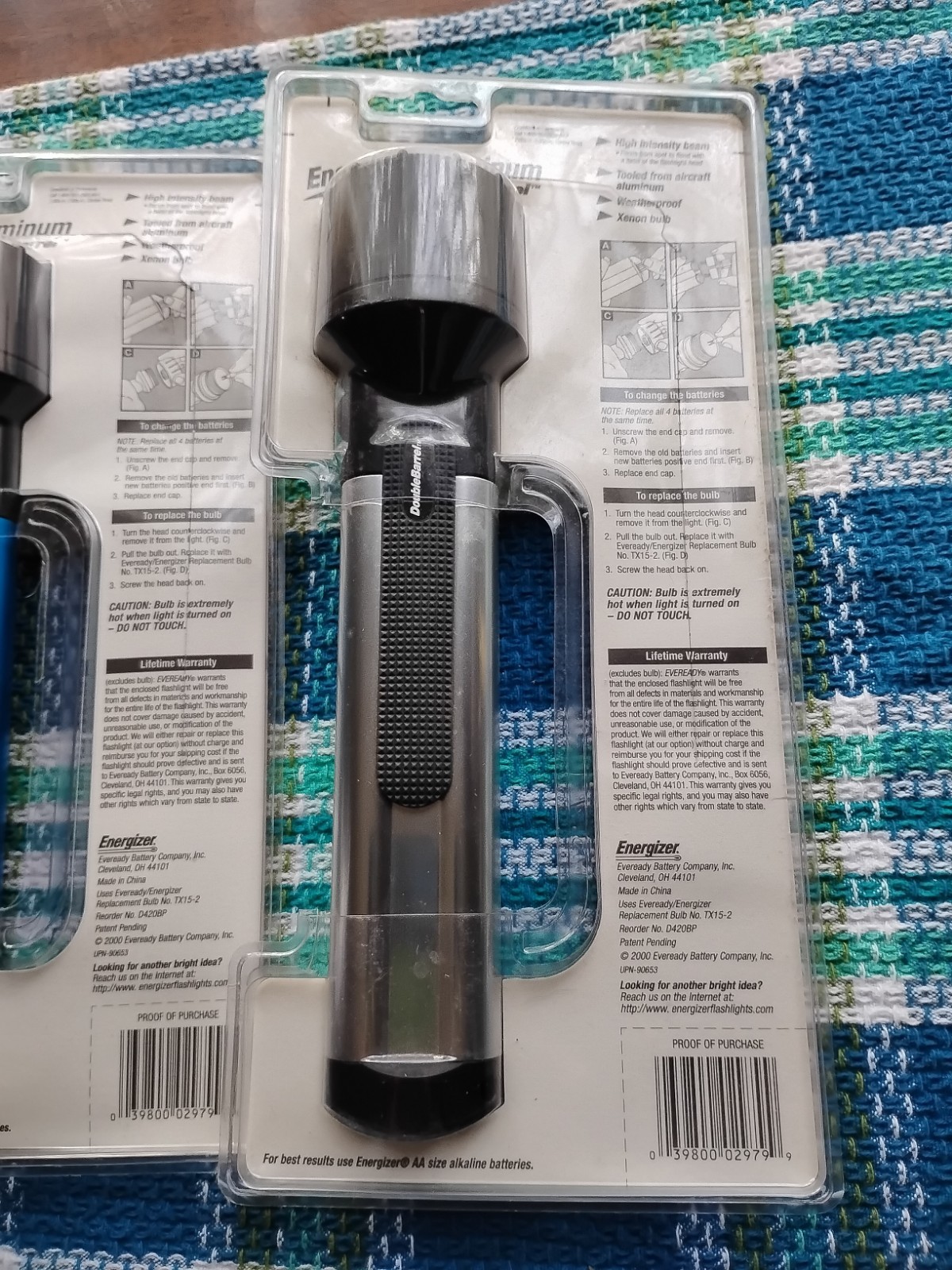 2 Energizer D420B Double Barrel Aluminum Flashlight HTF Discontinued 4AA Model