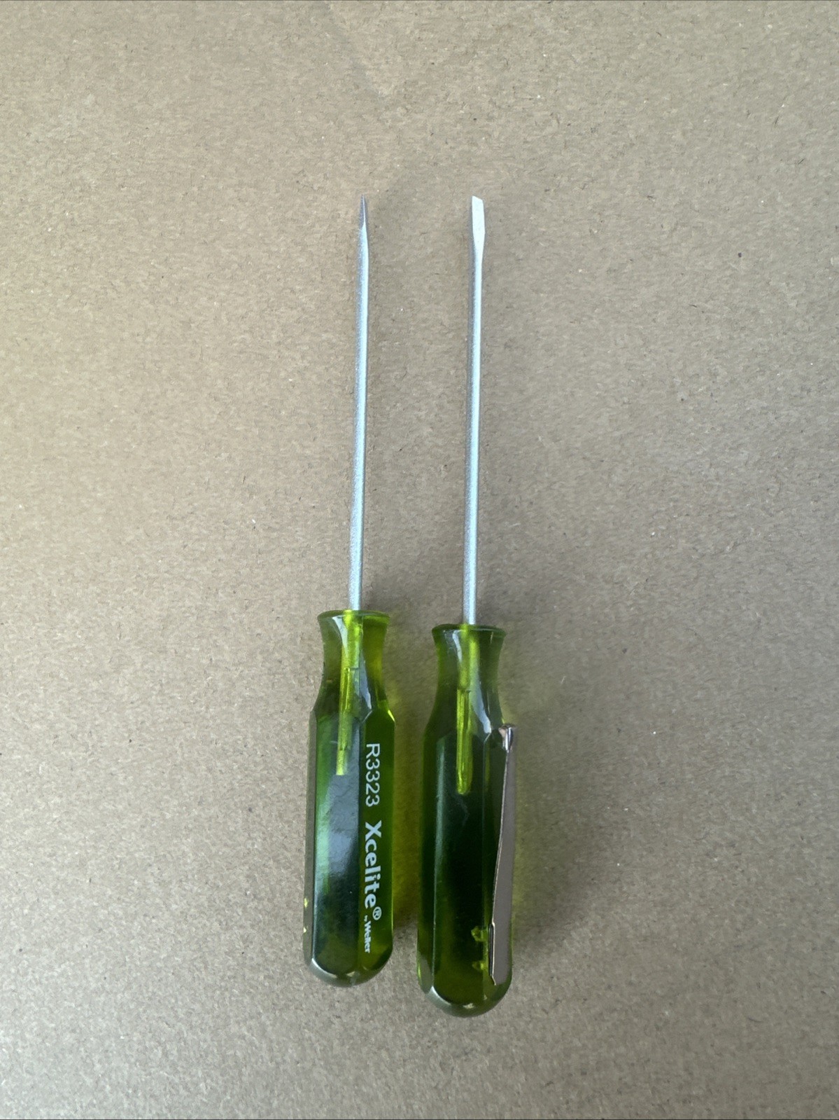 2 Pc Xcelite R3323 3/32″ x 3″ Round Blade Slotted Screwdriver w/Pocket Clip USA