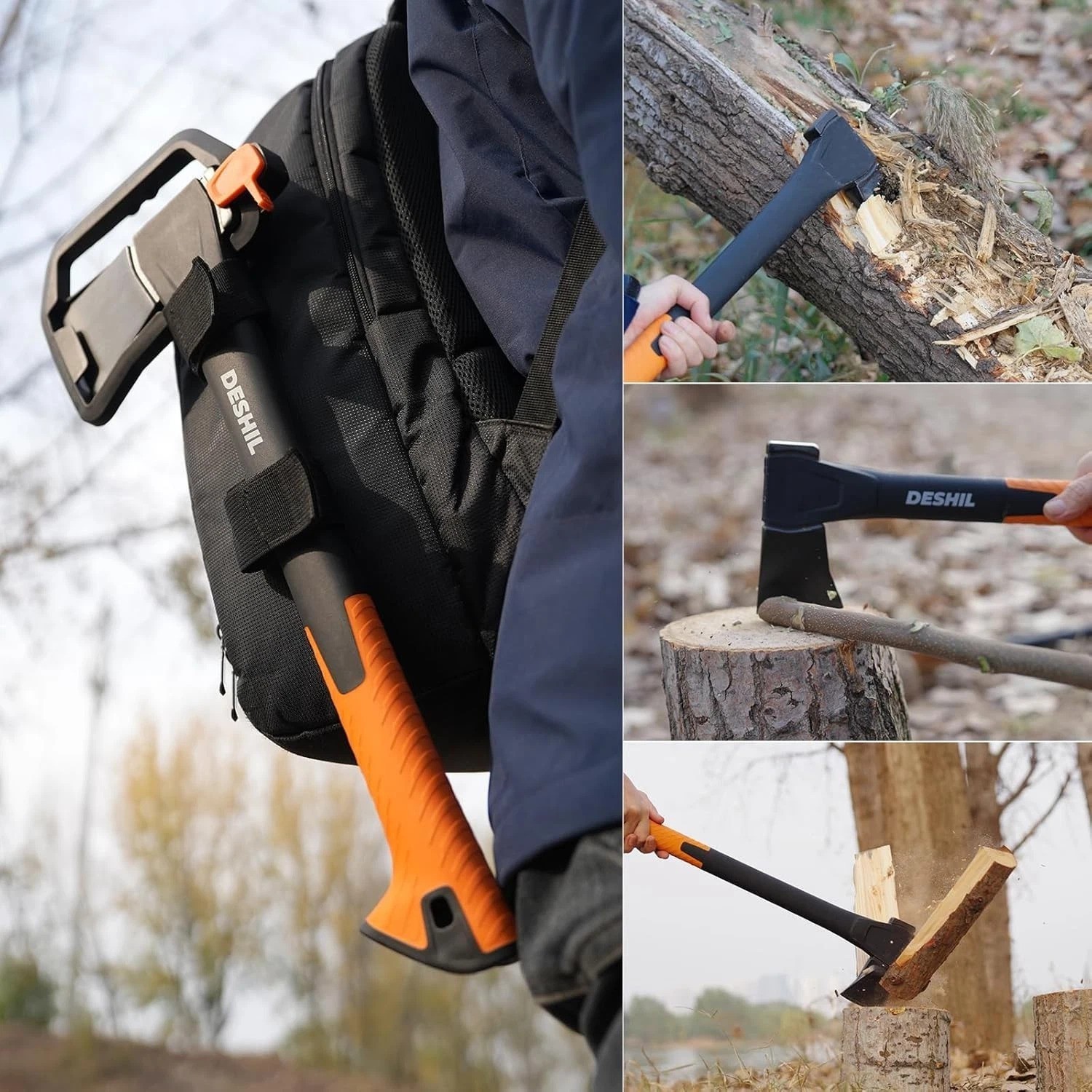 Versatile 24” X17 Camping Axe with Protective Sheath – Ideal for Wood Splitting