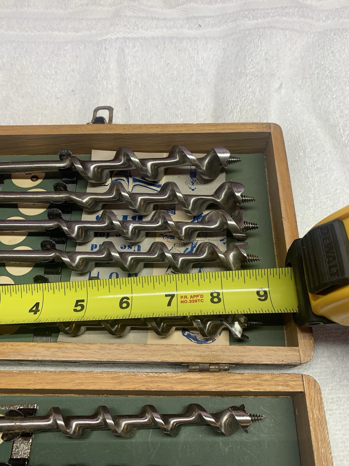 Vintage Irwin Complete 13 pc Set Auger Brace Bits USA With Original Wood Box