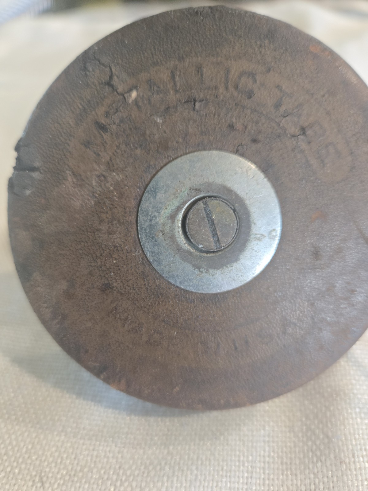 Vintage Lufkin Rule Co. Tape Measure Brown Leather Covered Casing 25′