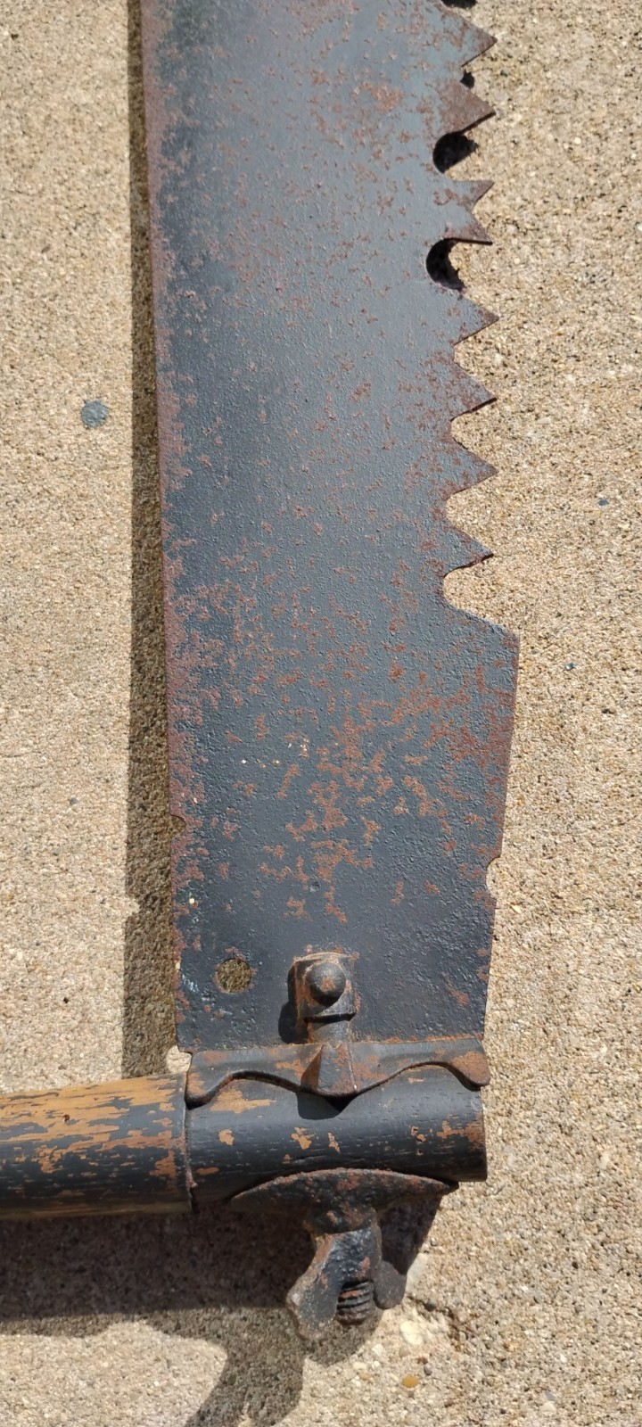 Antique Logging Saw 2 Man Crosscut Primitive Tool 72” Blade Atkins No 8 Handle