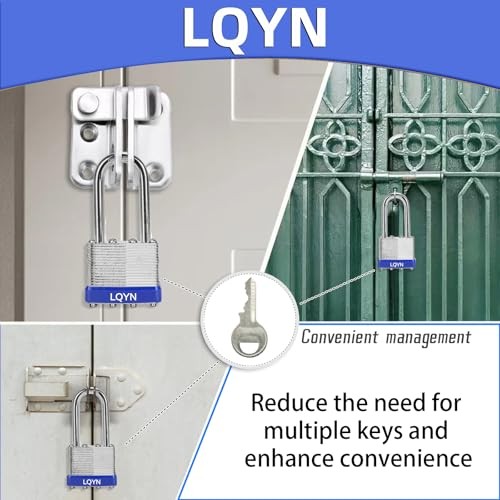 60 Pack Keyed Alike Padlocks 40mm Laminated Long Shackle