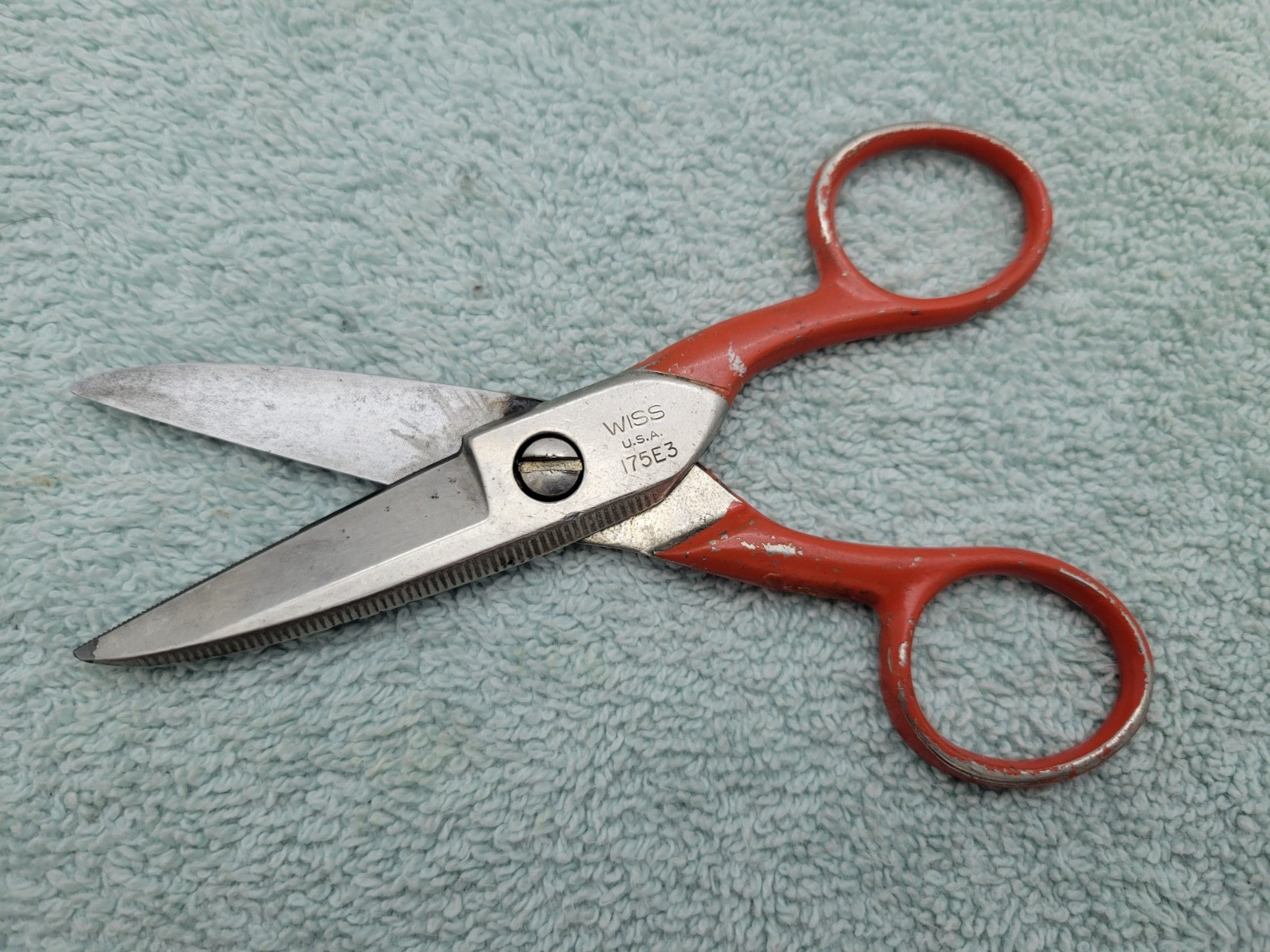 Vintage 1960’s Wiss Electrician’s Scissors #175E3 Red Painted Handles USA