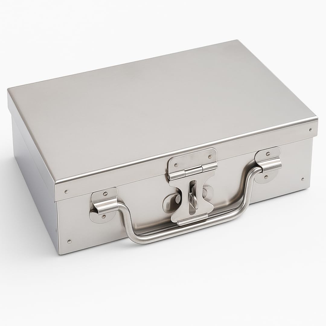 Bin Buddy Steel Storage Box For Padlock | 7″ 1 – stainless steel, Silver