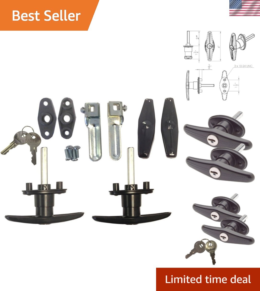 Stylish Black T-Handle Lock Set – Effortless Security for Various Applications