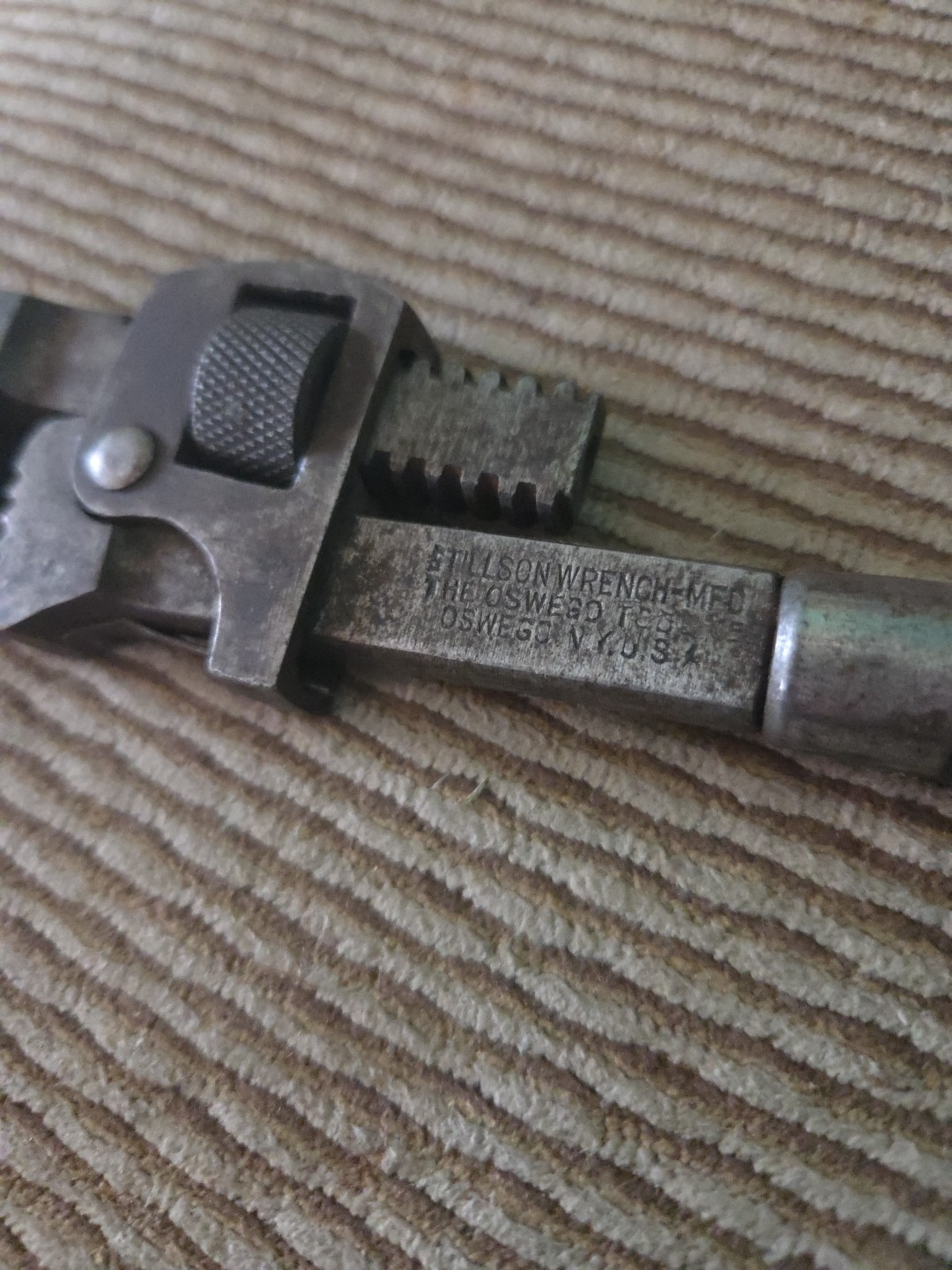 Vintage Stillson No 8 Adjustable Monkey Wrench With Wood Handle. Walworth Mfg Co