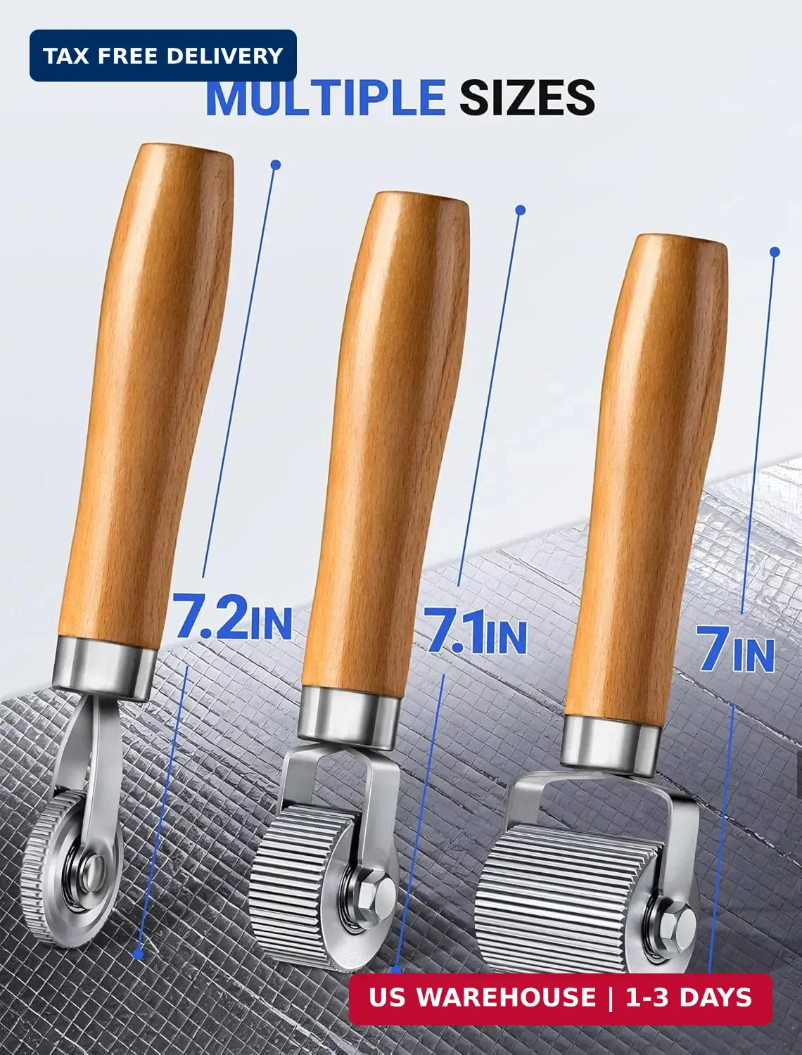 Heavy Duty Car Sound Deadening Roller Metal Installation Tool, 3 Pcs Auto Noise