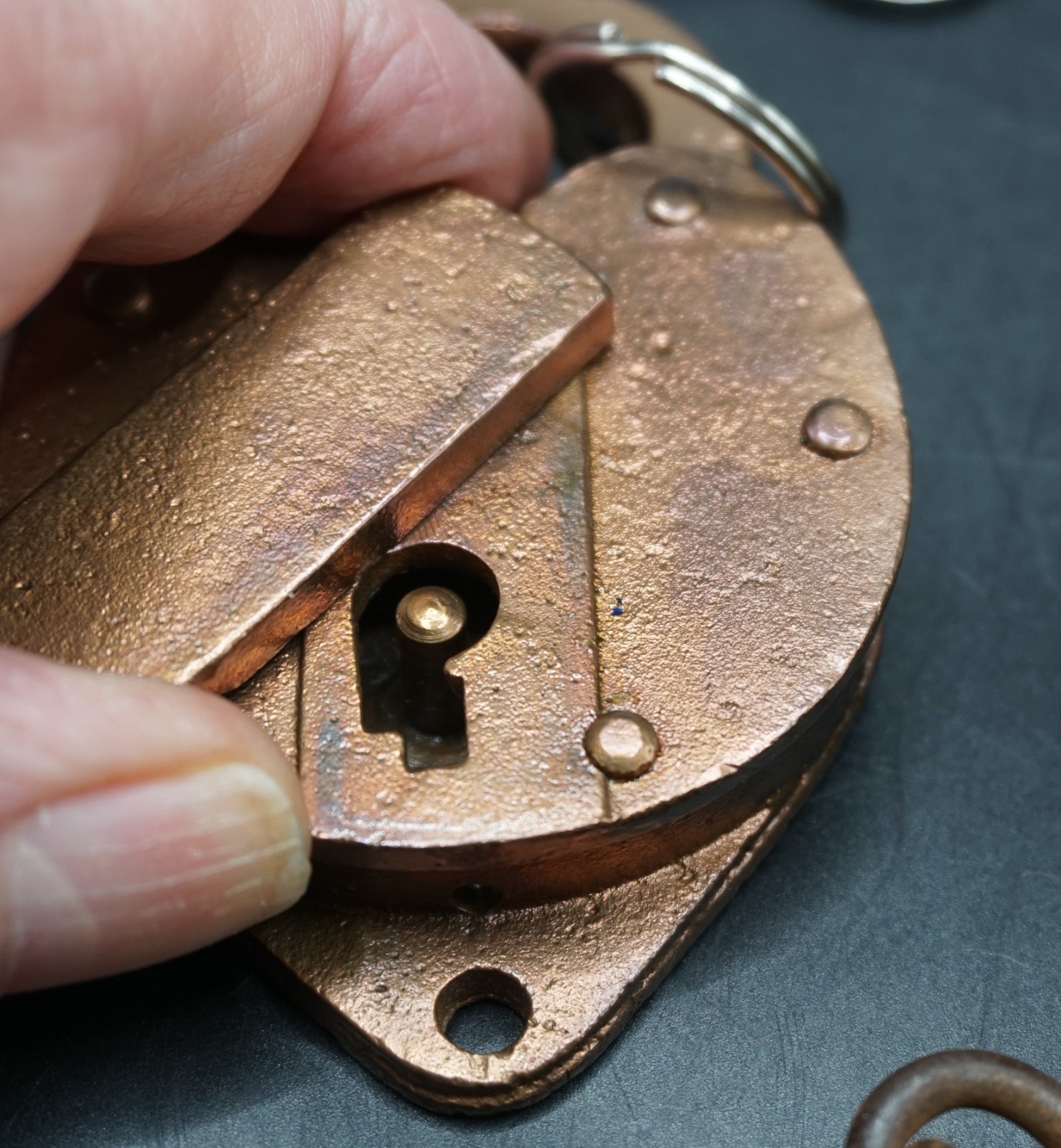 Vintage 1950-1953 Heart Shaped Padlocks w/ Keys + Chain Industrial Collectible