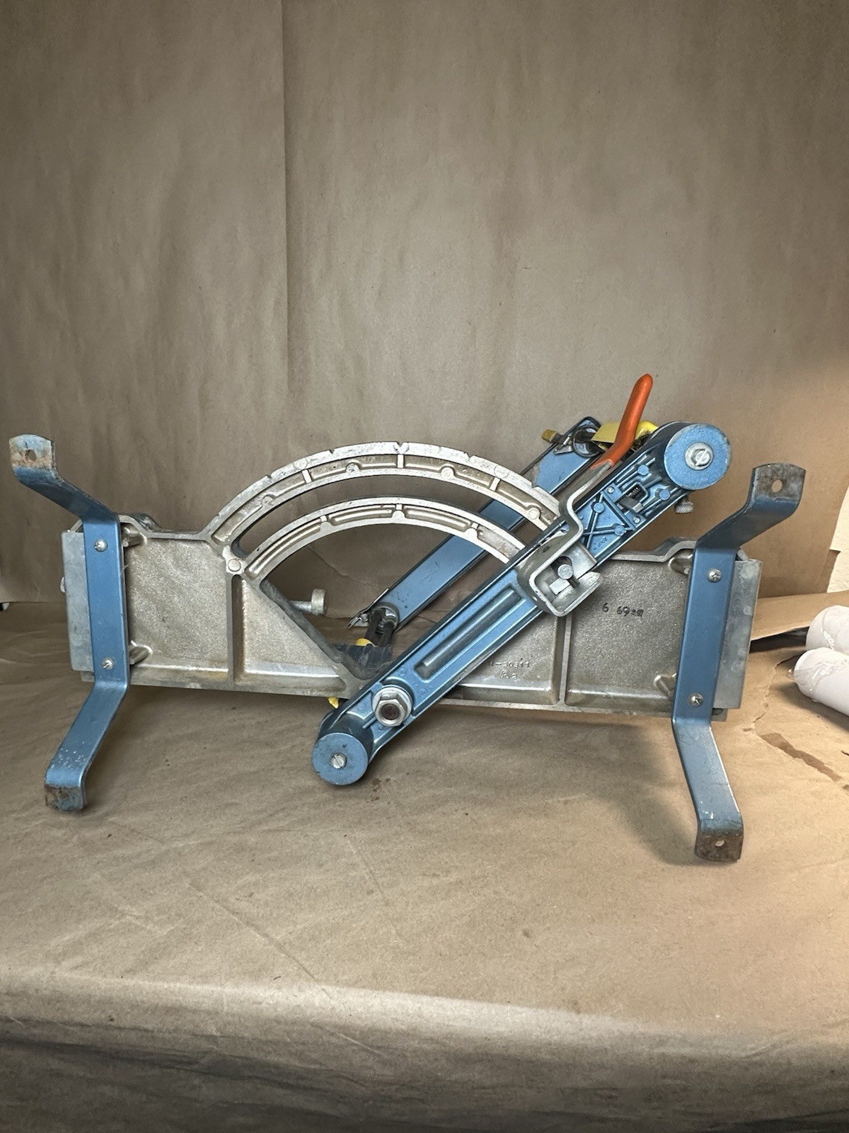 Vintage Cast Iron Miter Box Miter Box Blue Yellow Adjustable Angle Heavy Duty