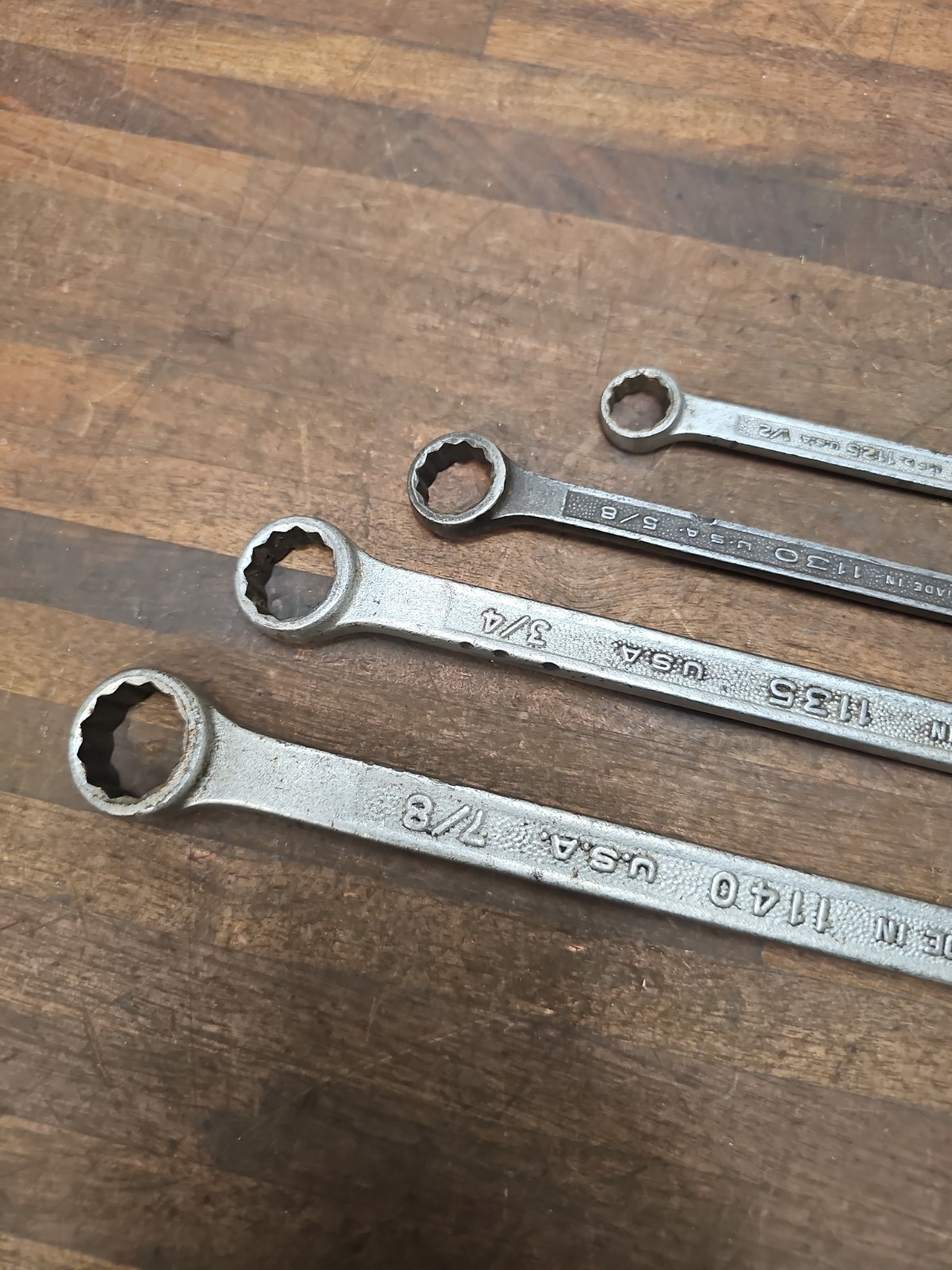 Q76- Vintage Plomb PLVMB Proto Pebble Double Box End Wrenches 7/16″ to 7/8″ 4 Pc