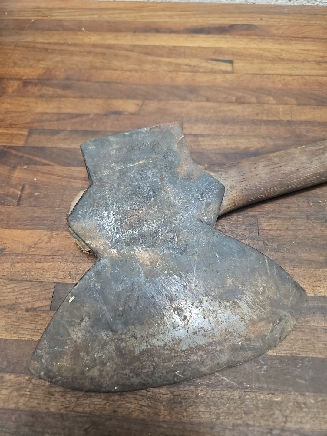 R22- Antique W. Dellinger Hand Forge Broad Axe – LANCASTER PA 1860s – 6 lb 8 oz