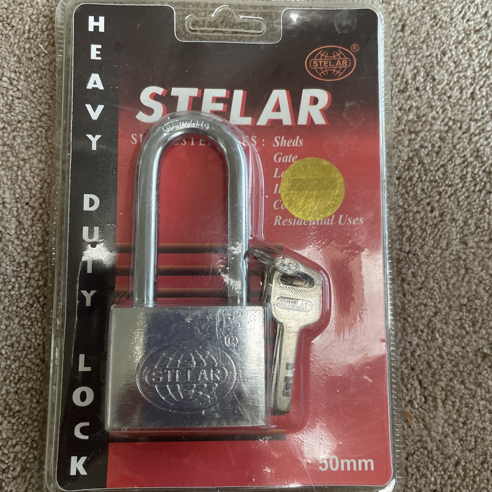 Stelar 50mm Heavy Duty Pad Lock W/ 3 Keys Brand New!